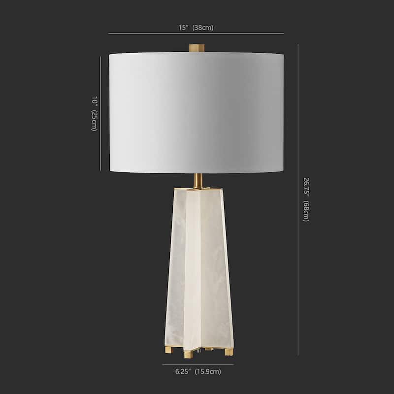 SAFAVIEH Couture Lighting 26.75-inch Kraus Alabaster Table Lamp - 15 IN W x 15 IN D x 26.75 IN H