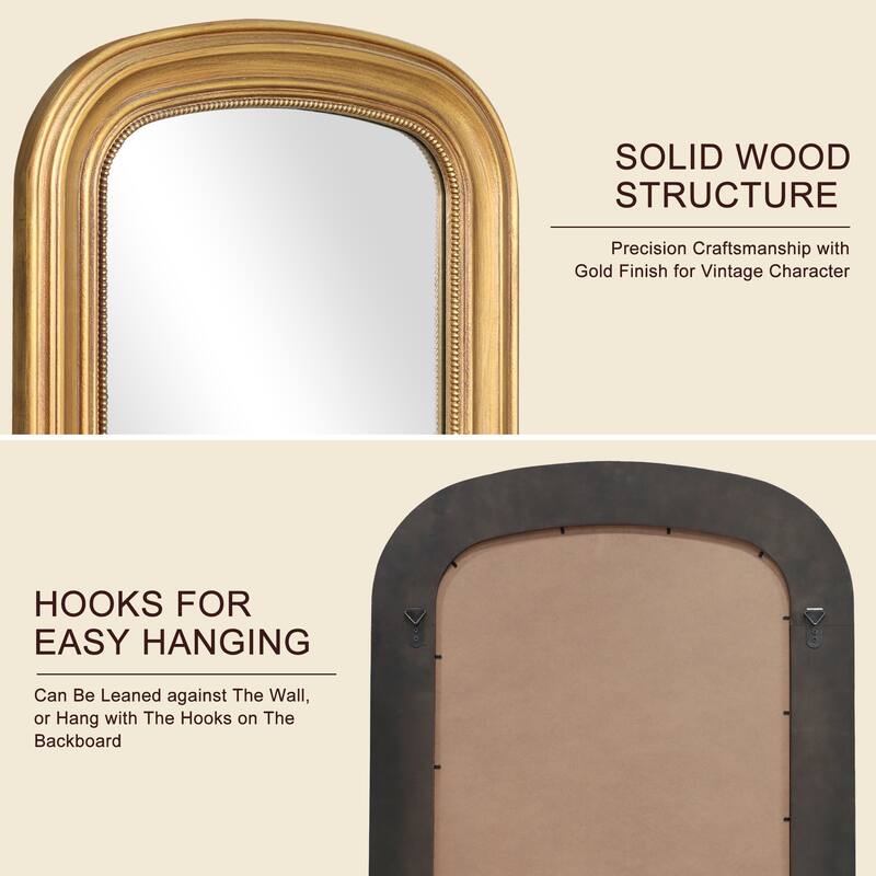 Traditional Gold Wood Wall Mirror - Antique Gold - 33.5"HX23.6W"