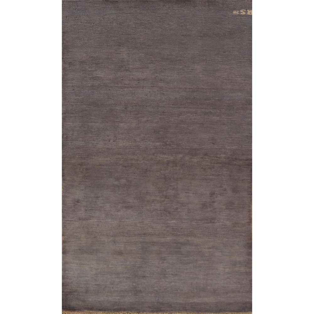 Gray Gabbeh Oriental Rug Hand-Knotted Foyer Wool Carpet - 3'3" x 6'4"