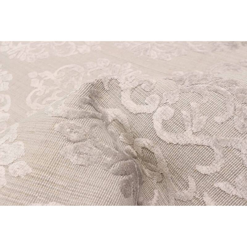 ECARPETGALLERY Hand Loomed Elysian Light Grey Viscose, Wool Rug - 5'0 x 8'0