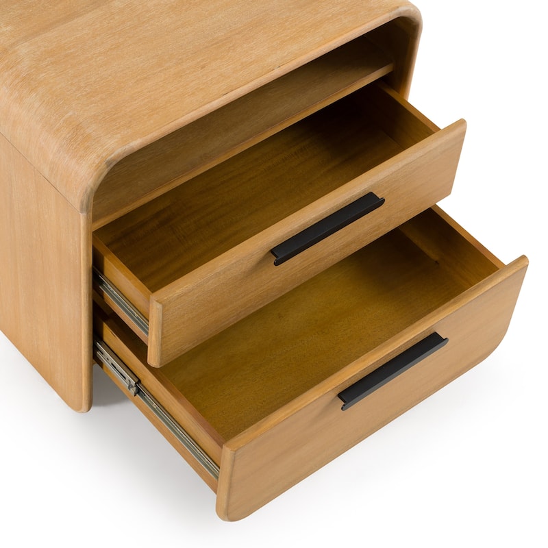 Modrest Dresden Modern Natural Acacia 2-Drawer Nightstand