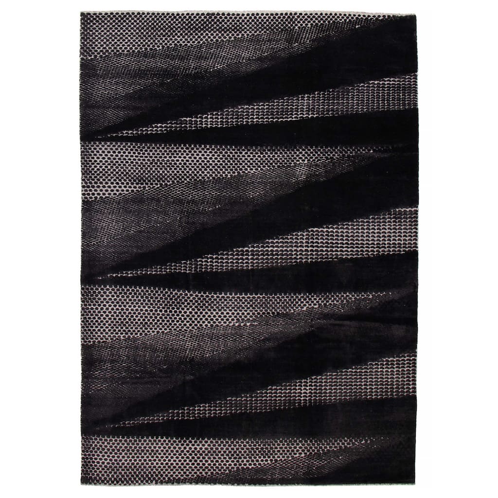 ECARPETGALLERY Hand-knotted Tangier Black Wool Rug - 8'2 x 11'6