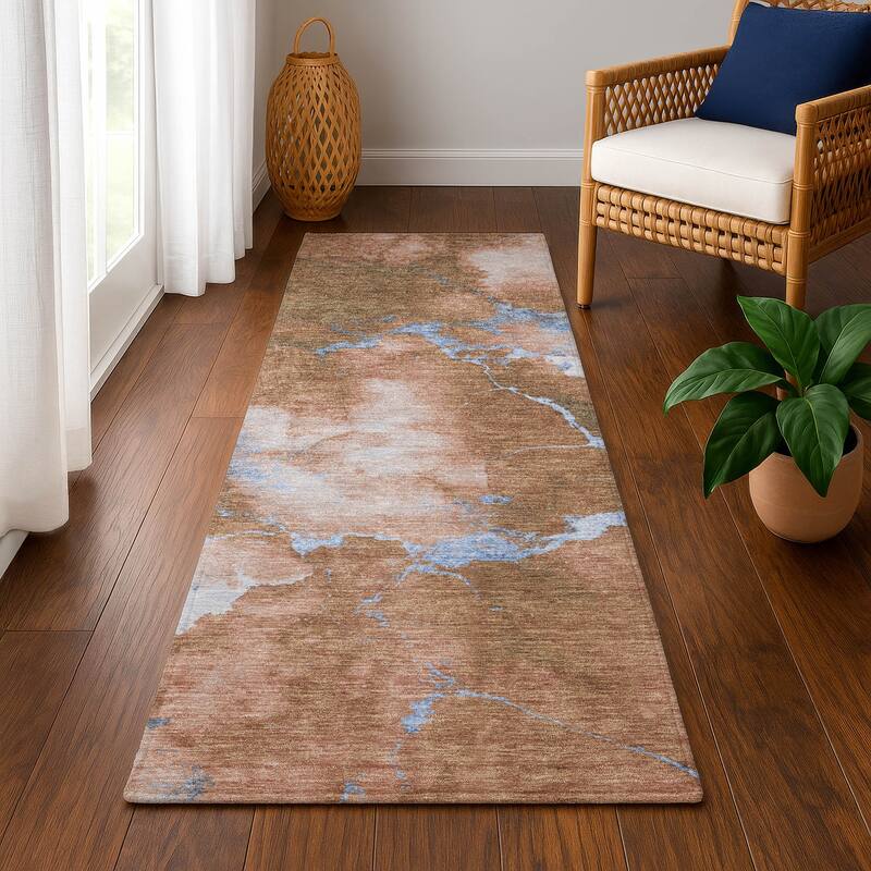 Premium Washable Super Soft Contemporary Mayfield Rug - Terracotta - 2'3" x 7'6"