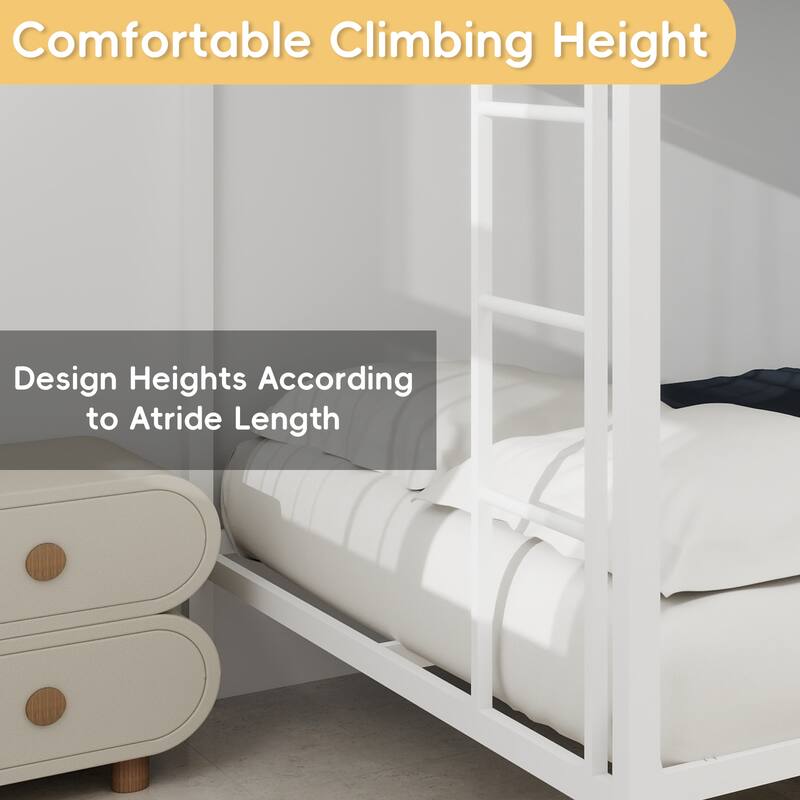 Multi -Functional Square Tube Iron Bunk Bed, Full - Size Upper & Full - Size Lower Bed, Robust Metal Frame Resists Wear