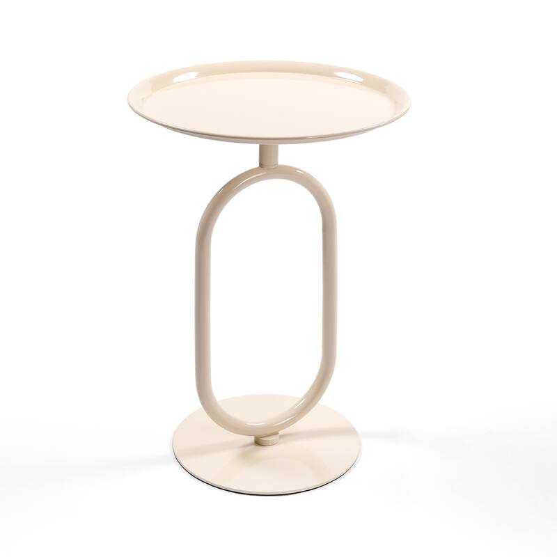 Lantern-shaped Metal End Table, Small Round Side Table, Modern Coffee Drink Cocktail Table