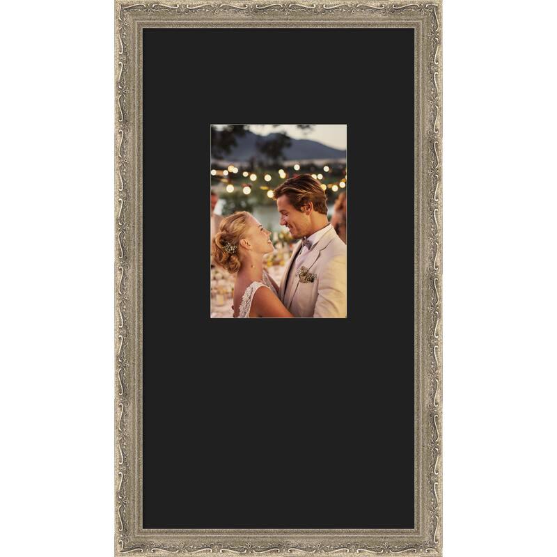 Mila Picture Frame, Photo Frame - 10x18 Matted Black 5x7 - Mila Dark Silver