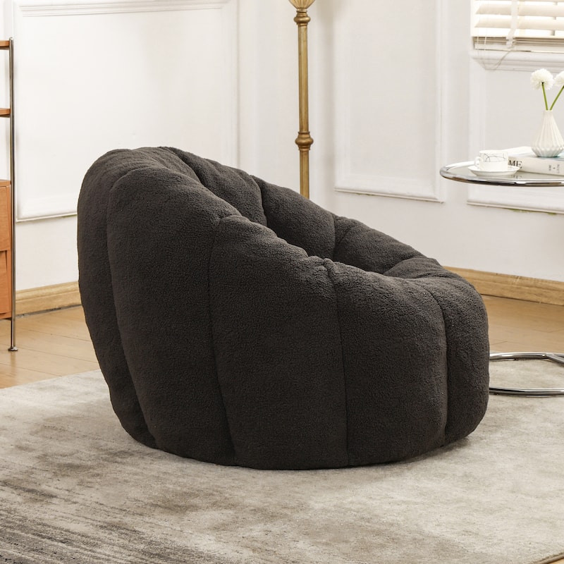 Comfortable Bean Bag Chair Dark Gray Sofa Chair with Armrests, Leisure Chair Lounge Chair Upholstered Chair