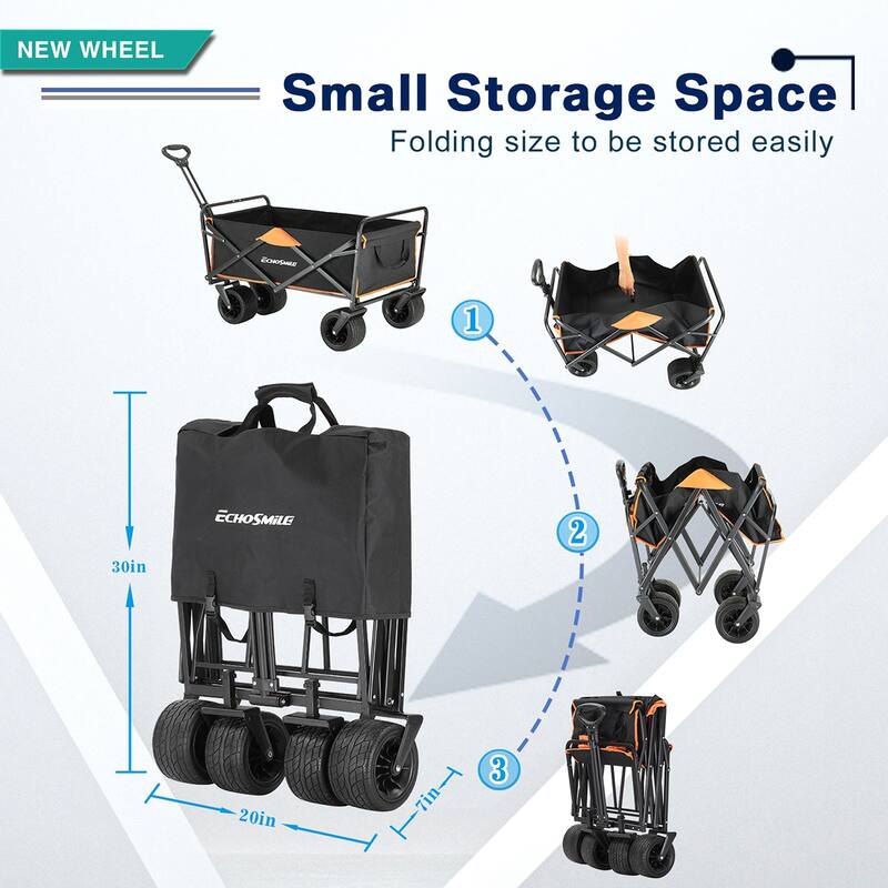 Heavy-Duty 350lb Capacity All-Terrain Folding Wagon - Collapsible Utility Cart with Large Wheels