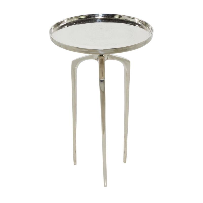 Aluminum Metal Tray Inspired Top Accent Table with 3 Tripod Legs - Gold, Silver or Black - Roche River Decor