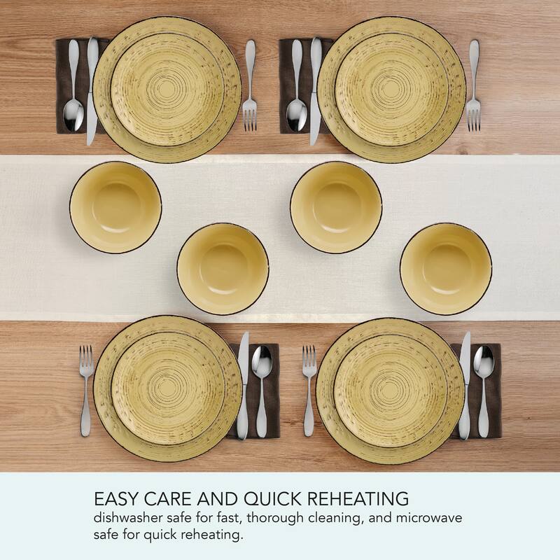 Pfaltzgraff Trellis Sunflower 12-Piece Dinnerware Set, Service for 4