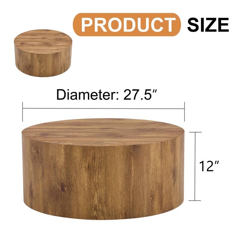GDFStudio - Jackson Multi-Size Cylindrical Coffee Table Set with Wood-Grain Finish