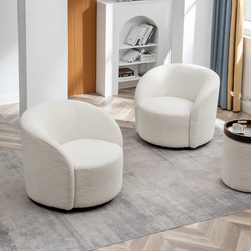 KINWELL 34" Wide Upholstered Swivel Accent Barrel Chair (Set of 2)