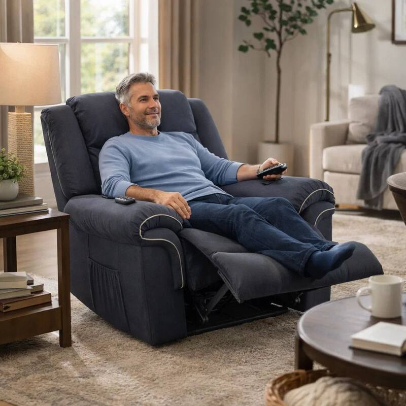 Seru Power Motion Lift and Recliner Chair, Heated Massage, Dark Gray