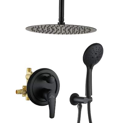 5-Spray Patterns with 2.5 GPM 12 in. Ceiling Mount Dual Shower Heads with Valve Included