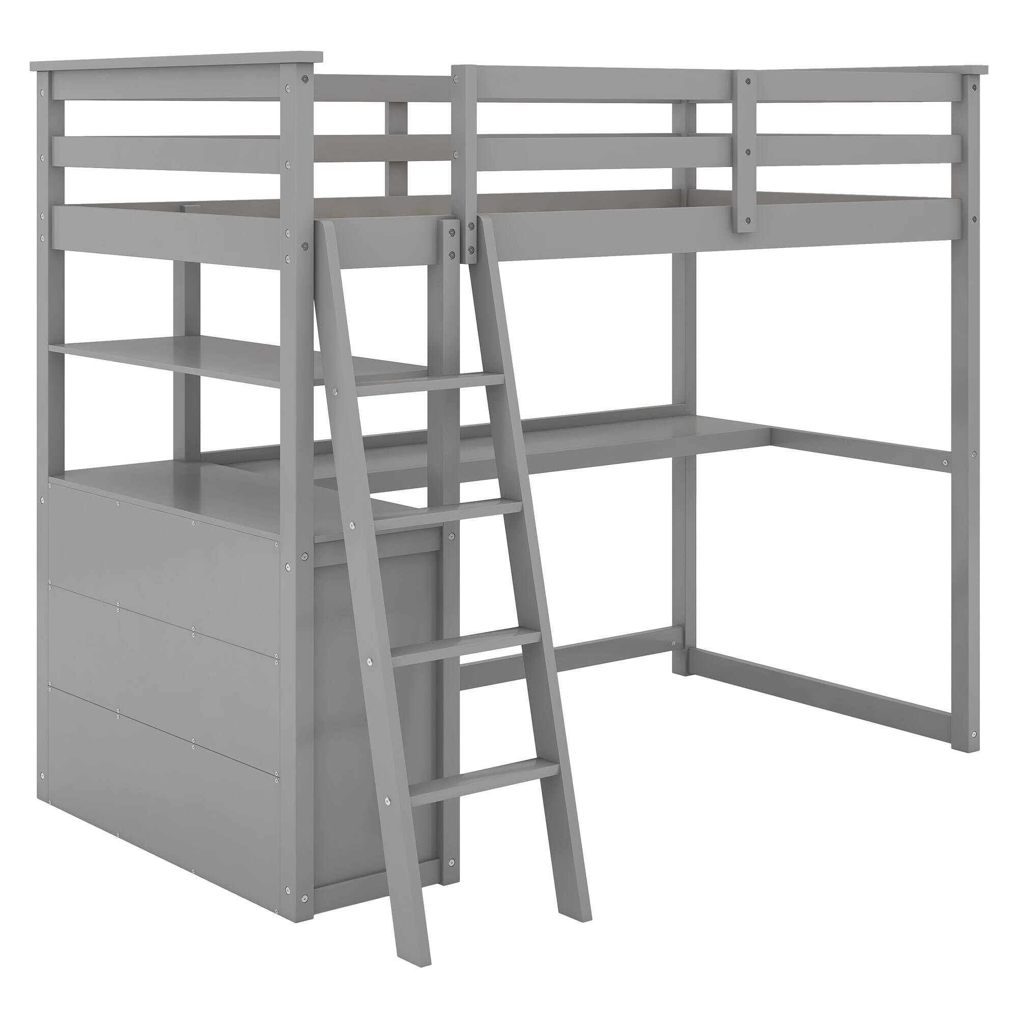 Twin Size Loft Bed Storage Bed with Desk and Shelves,Two 193271072170