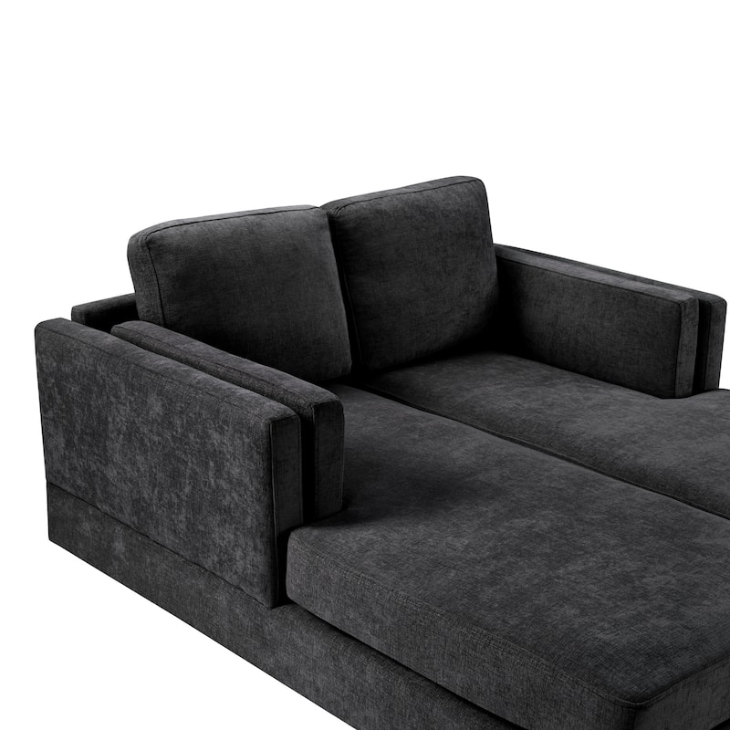 Christopher Knight Home - Alora Modern Upholstered Chaise Lounge Sofa Bed with Dual-Layer Armrests and Flexible Layout Design