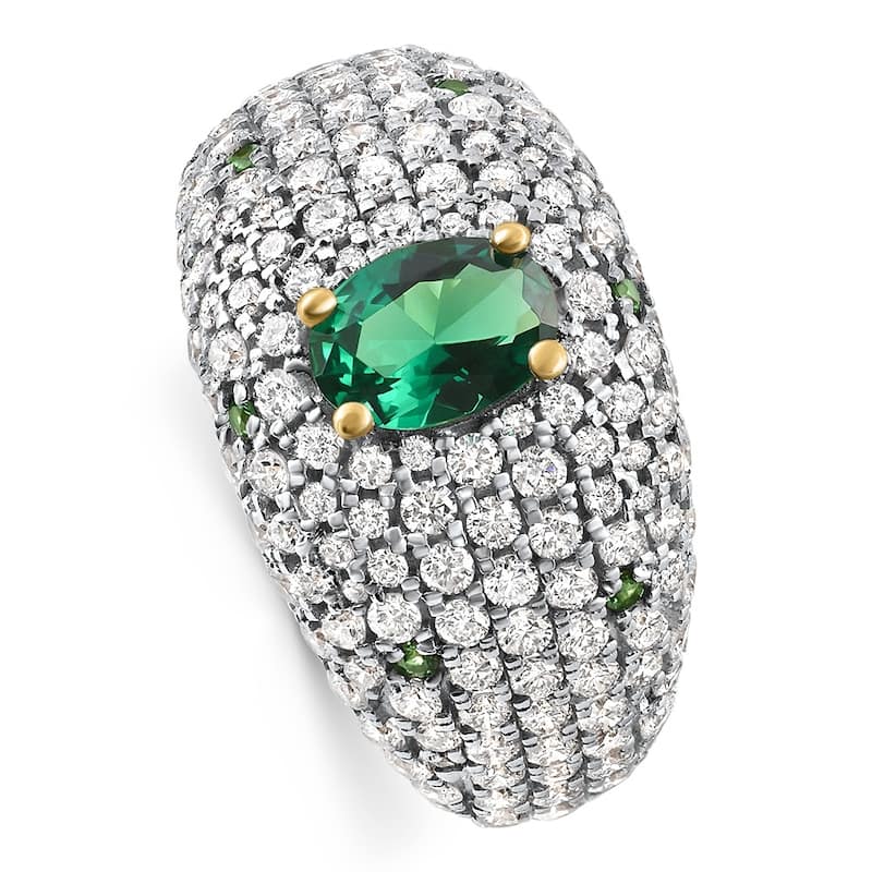 Bliss Diamond 2.70Ct Pave Emerald Diamond Ring Yellow Gold Lab Grown