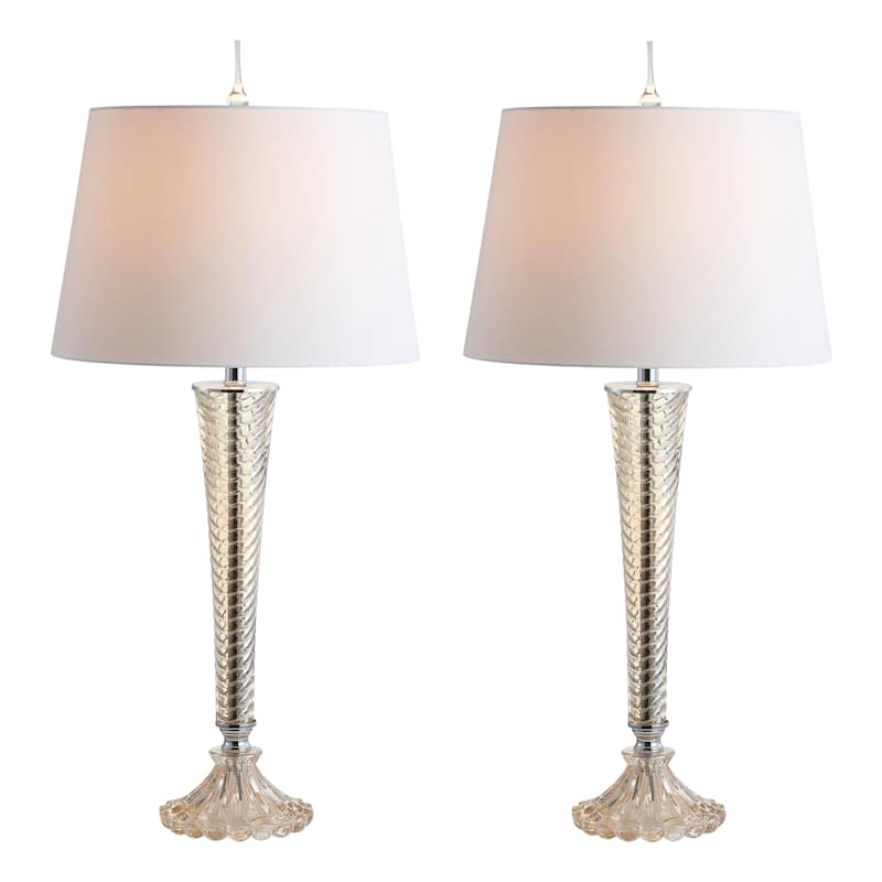 Maddie 32" Glass LED Table Lamp, Champagne (Set of 2) by JONATHAN Y