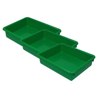 Romanoff Stowaway 3" Letter Tray no Lid, Green, Pack of 3