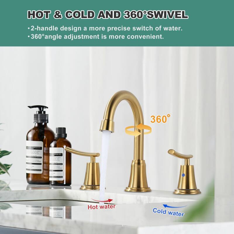 WOWOW 8 in. Widespread Double Handle Bathroom Sink Faucet