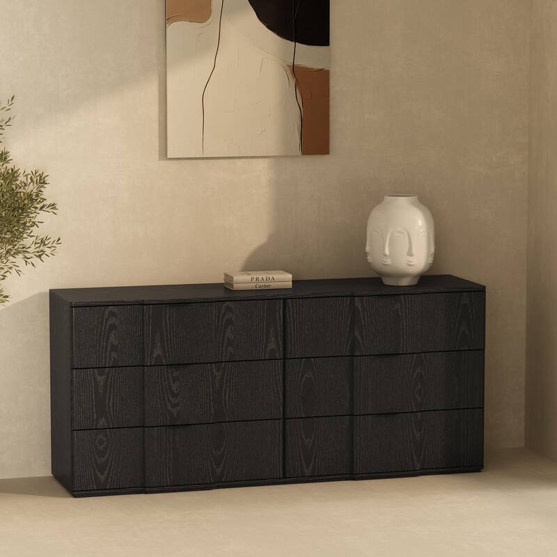 Clive 72 Inch 6 Drawer Bedroom Dresser - Black