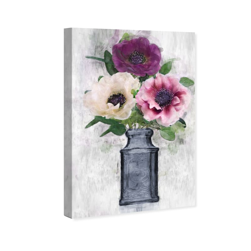 Wynwood Studio Canvas Floral and Botanical Anemone Floral Bouquet White and Cream White Rustic Wall Art Canvas Print
