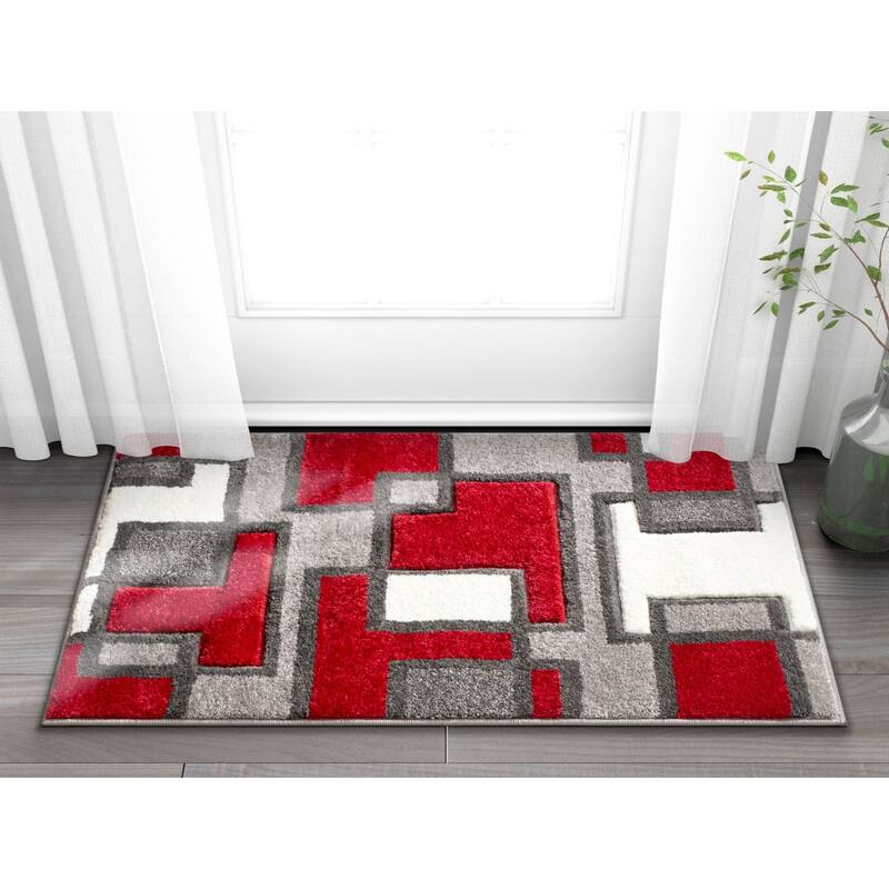 Well Woven Ruby Imagination Squares Modern Geometric Area Rug