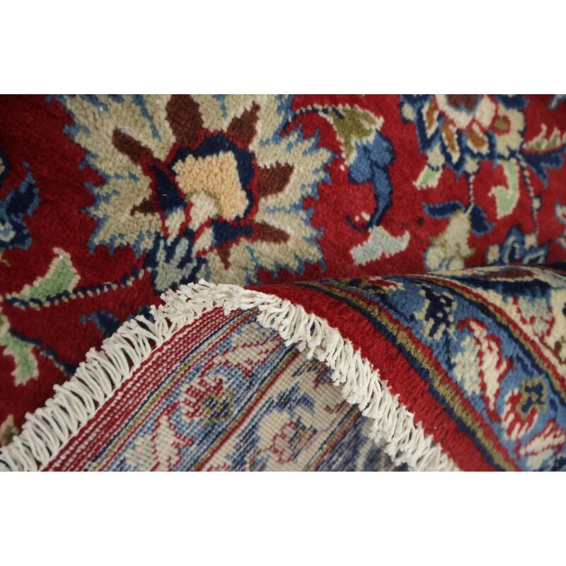 Hand Knotted Oriental 100% Wool Carpet Traditional Floral Red Kashan Area Rug - 13' 0'' X 9' 7''