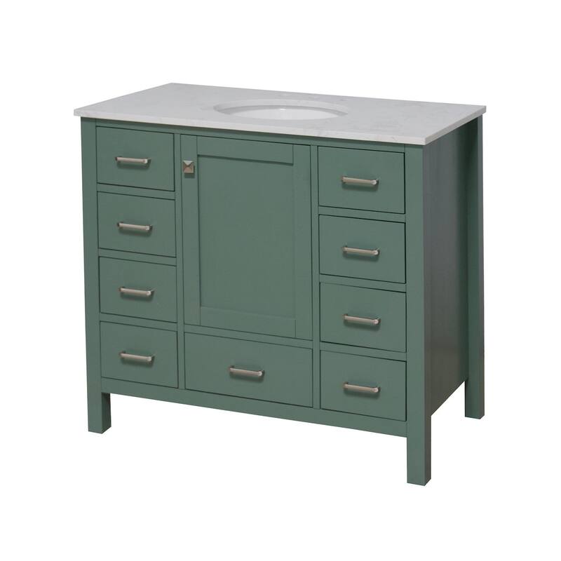 KitchenBathCollection Horizon 42" Bathroom Vanity with Engineered Carrara Top