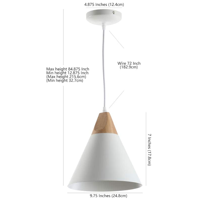 SAFAVIEH Lighting Taimi Adjustable 1-Light Led Grey Pendant - 10"x10"x12.9-84.9" - 10Wx10Dx85H - White/Light Brown