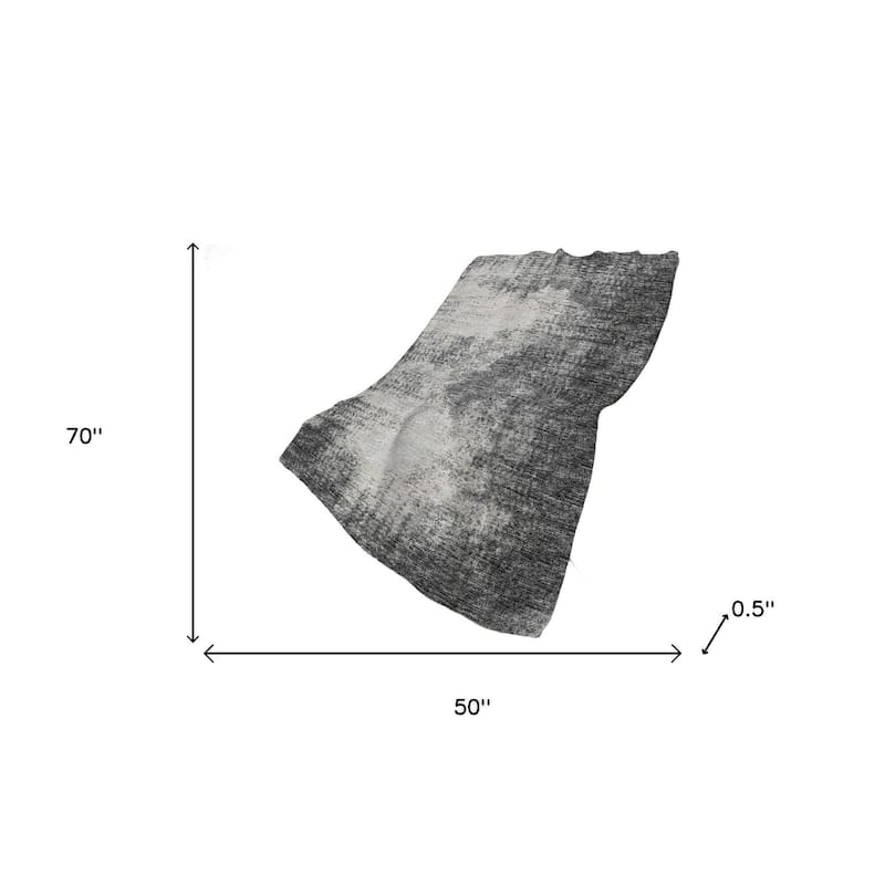 HomeRoots 50" X 70" Black And Beige Abstract Polyester Woven Plush Throw Blanket