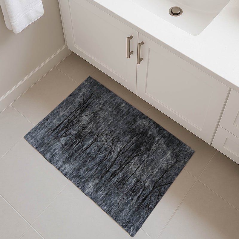 Premium Washable Super Soft Modern Forest Mayfield Rug - Charcoal - 1'8" x 2'6"