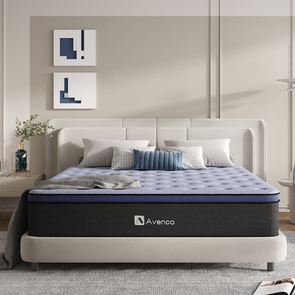Avenco Hybrid Mattress 10 Inch Medium Firm Mattress in a Box, Pocket Innerspring for Motion Isolation