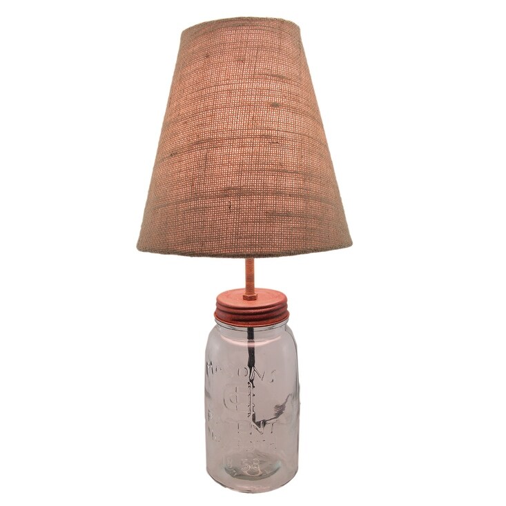Shop Clear Glass Vintage Mason Jar Table Lamp With Burlap Shade