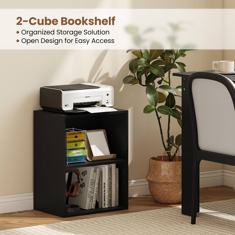 Gymax 2PCS 2-Cube Bookcase w/ 5-Position Adjustable Shelf