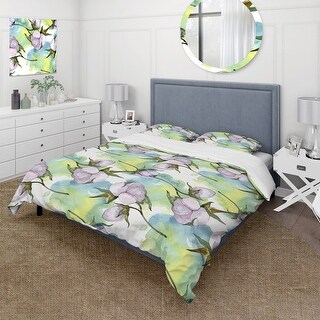 Covering Set Designart 'Cotton Flowers Illustration' Traditional Duvet Cover Set ...