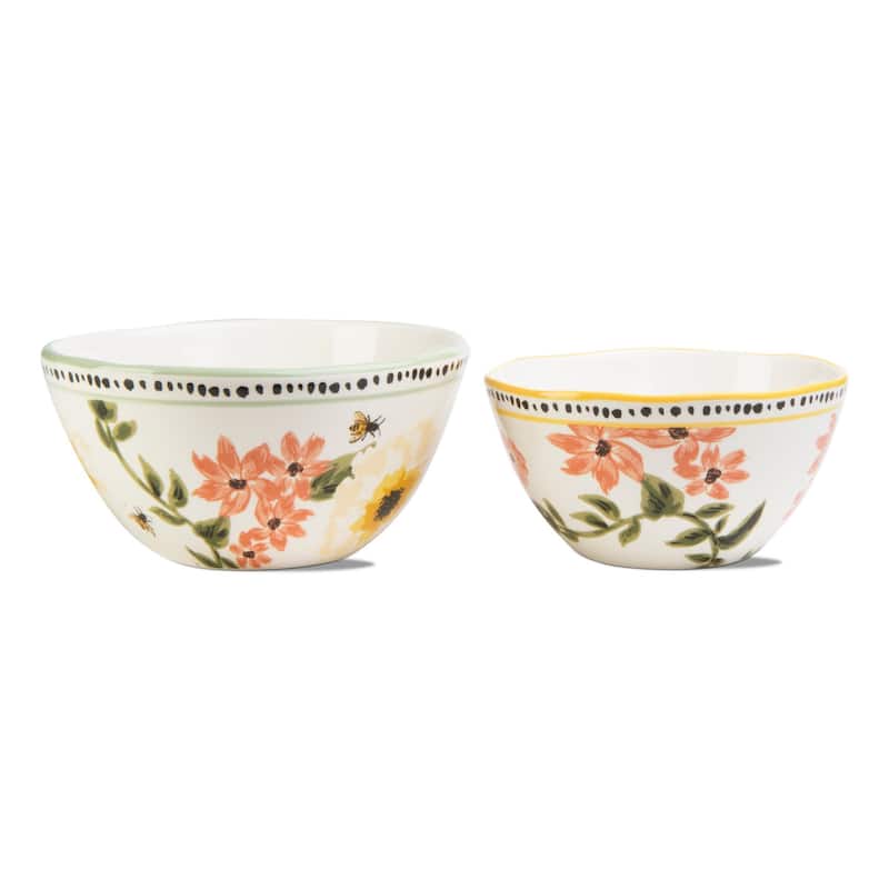 Bee Floral Bowl Set/2 - 10 x 10