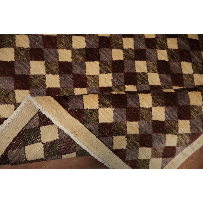 Hand Knotted Oriental 100% Wool Carpet Modern All-Over Brown Contemporary Area Rug - 6' 0'' X 3' 10''