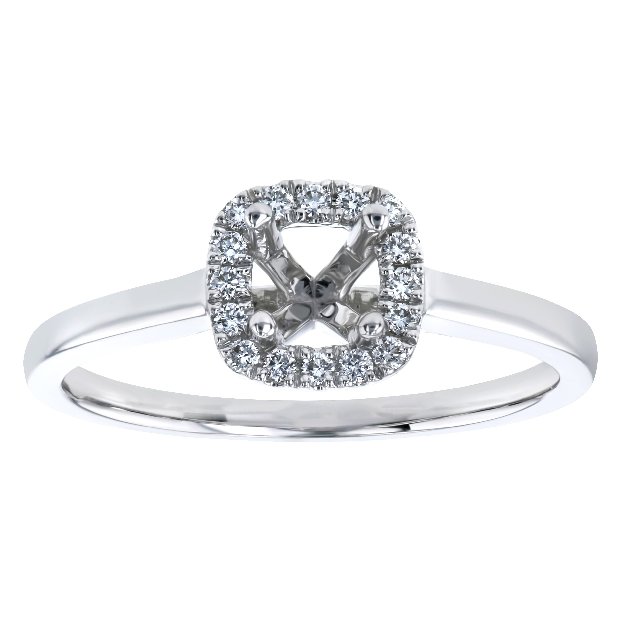 Sterling Silver & 14k Three-stone and Diamond Mothers Ring Semi-Mount Size 8 Length Width 7