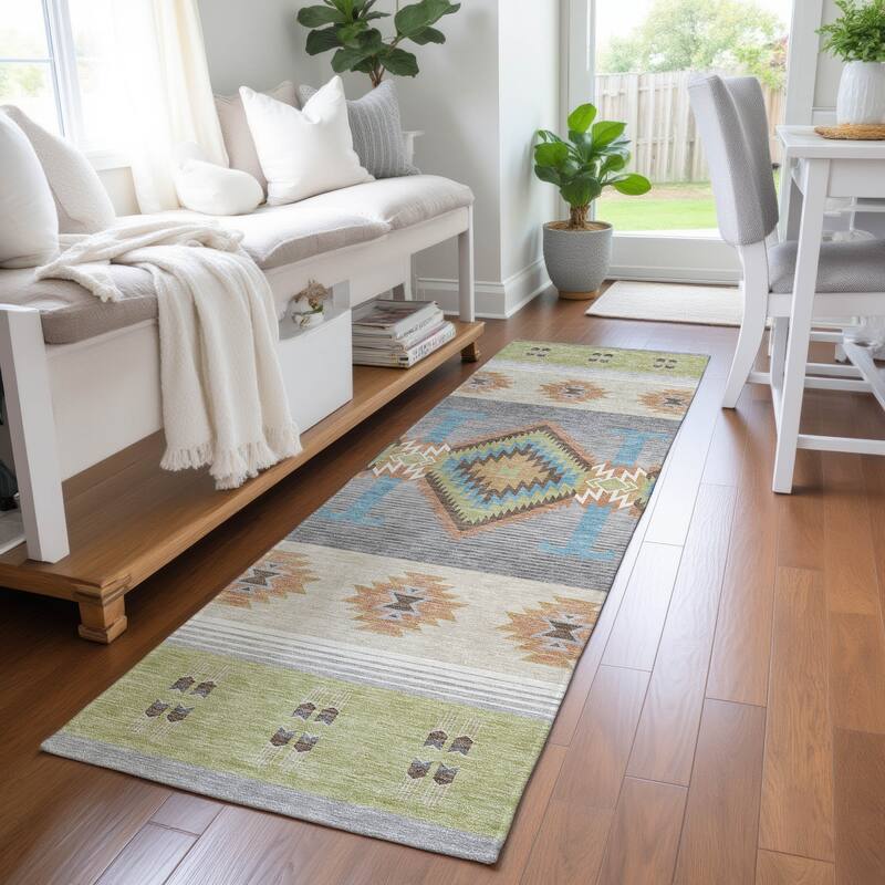 Machine Washable Indoor/ Outdoor Global Chennai Chantille Rug