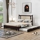 preview thumbnail 2 of 13, Trundle Platform Bed Queen Size Bed Frame and Twin Size Trundle, with Unique Rattan Headboard 2 Storage Drawer, Elegant Espresso