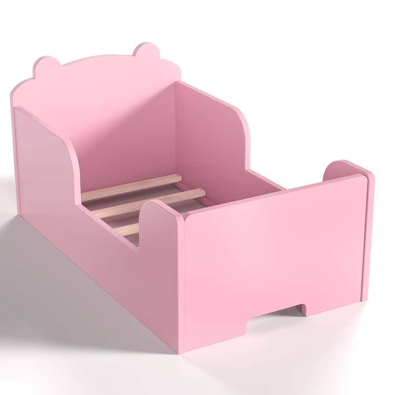 Toddler Floor Bed Frame - Bear Shape Cot Bed for Boys & Girls Ages 3-6