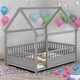 preview thumbnail 12 of 20, Kids and Baby Full Size Floor House Bed with Fence Guardrails Grey