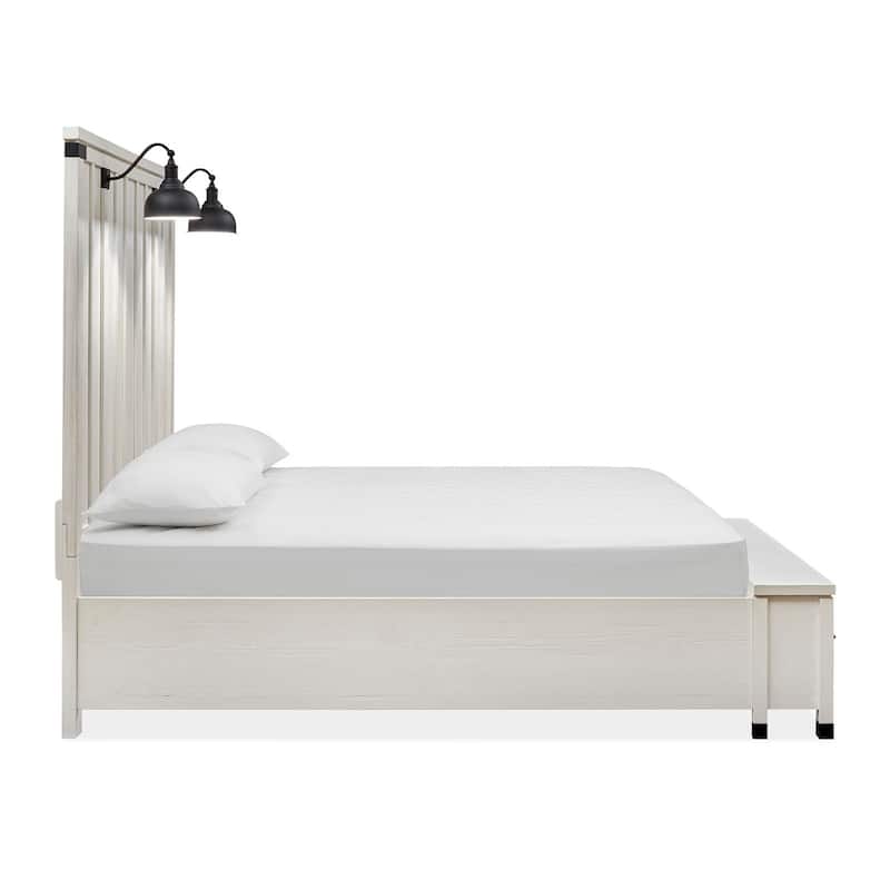 Magnussen Home Harper Springs Silo White Queen Lamp Panel Storage Bed