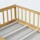 preview thumbnail 25 of 33, Twin Size Floor Bed with Fence and Door, Rubber Wood Frame with Safety Guardrails
