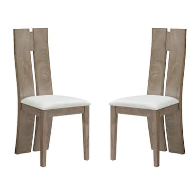 2PCS Wood Armless Dining Chair,PU Leather Cushion Seat Side Chairs with High Back Modern