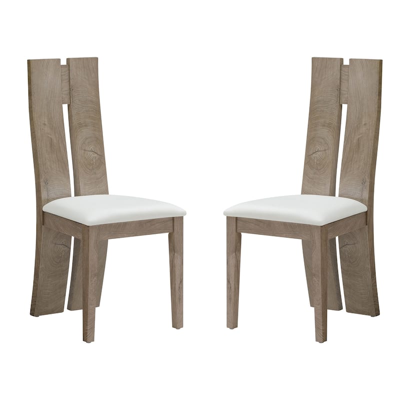 Set of 2 Dining Chair with PU Leather Cushion Seat and Wooden Back