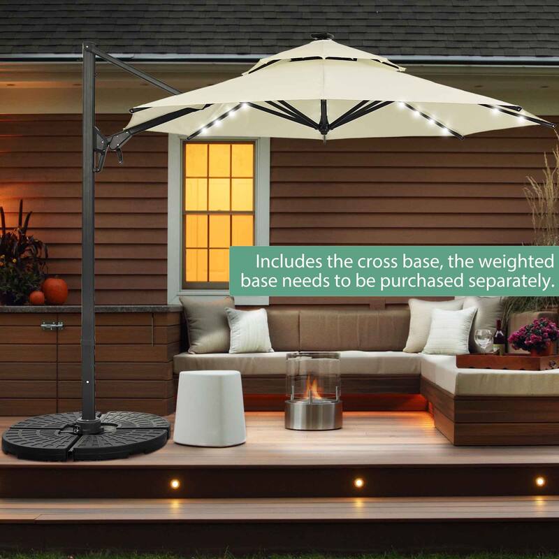 10ft Patio Umbrella Aluminum Offset Outdoor Cantilever Umbrella with 360-degree Rotation, Base Not Included