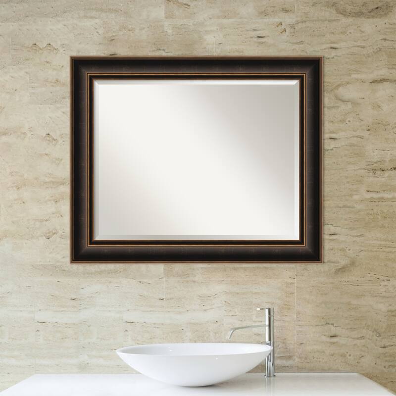 Villa Oil Rubbed Bronze Beveled Wood Framed Bathroom Vanity Wall Mirror - Villa Oil Rubbed Bronze