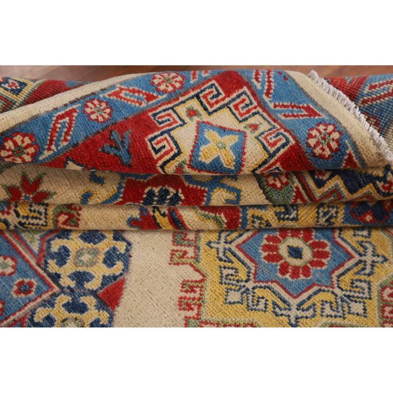 Oriental Beige Kazak Rug Hand-Knotted Wool Carpet - 5'6" x 7'8"